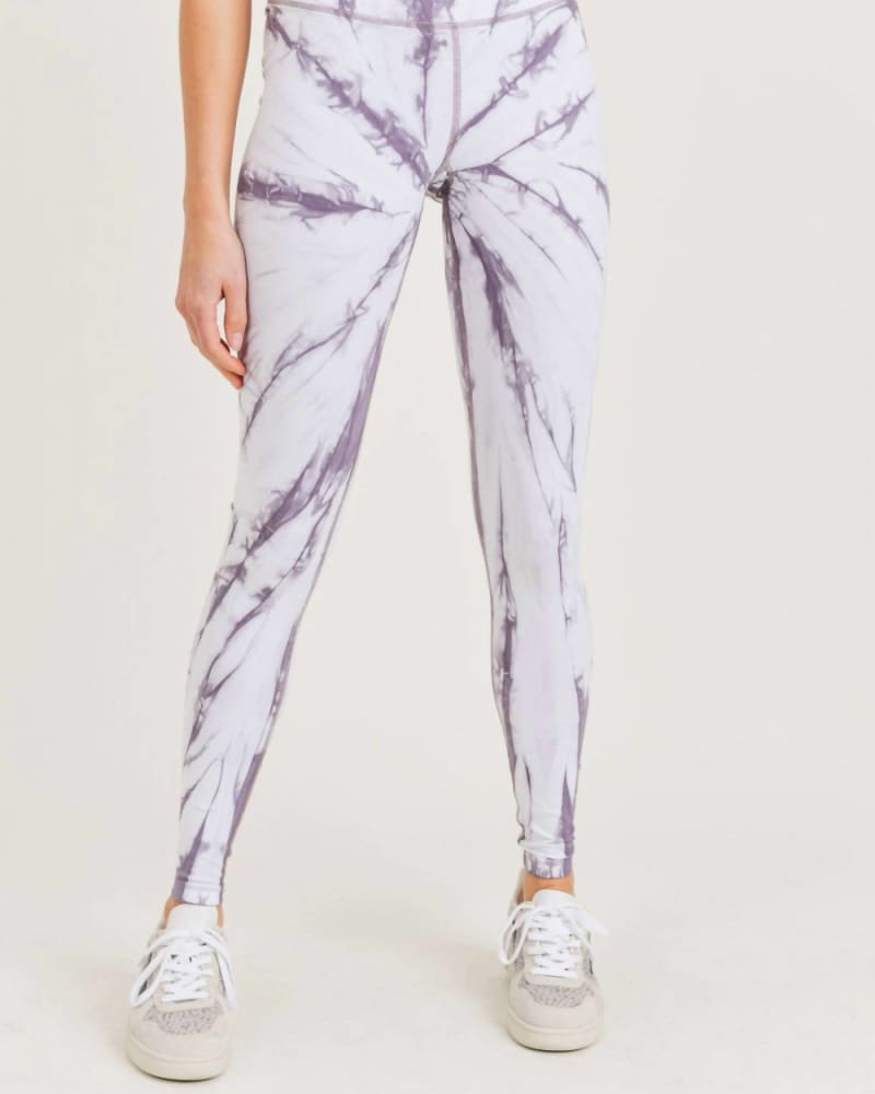 Front of a model wearing a size Large Nirvana Legging In Tie Dye in Tie Dye by mono b. | dia_product_style_image_id:358813